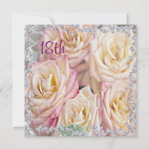 Invitation Roses Exquises & Diamants 18e Anniversaire
