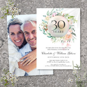 Invitation Roses Fleurs de mariage 30e anniversaire de mariag