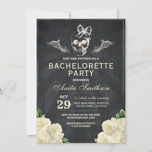 Invitation Roses Fleurs Fête de Bachelorette Hallo (Devant)