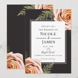 Invitation Roses Florales Abricot Foncé Mariage Rustique Cham