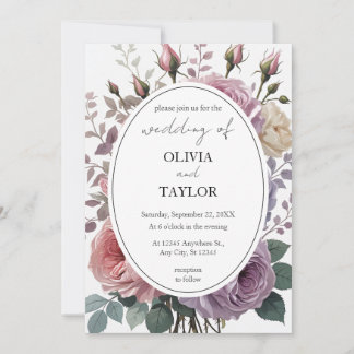 Invitation Roses floraux Boho Rustic Mariage