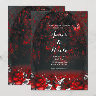 Invitation Roses forestières rouges et noires Roses gothiques