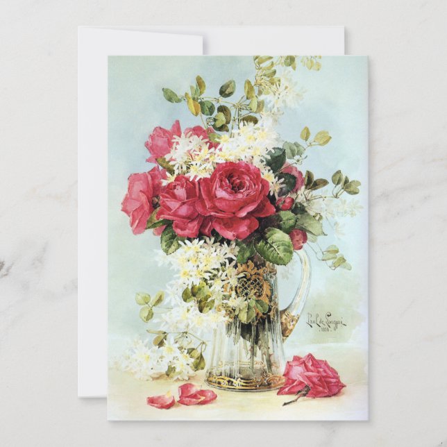 Invitation Roses frais de la Fête de la mariée de jardin (Devant)