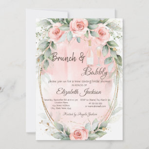 Invitation Roses, Frame Brunch & Bubbly Réception de Mariage