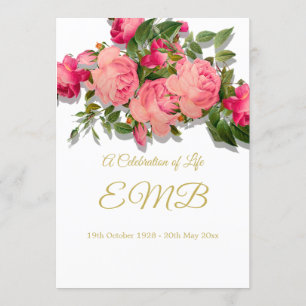 Invitation Roses funéraires Célébration de la vie
