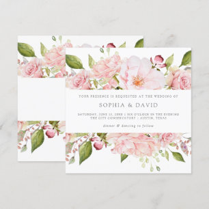 Invitation Roses généreux   Élégant Mariage floral rose