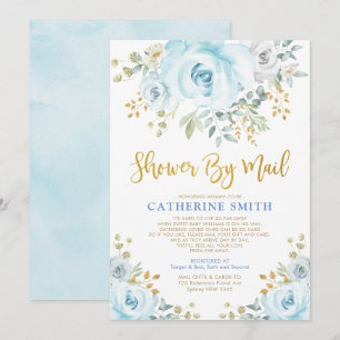 Invitation Roses Gold Soft Blue par Mail Virtual