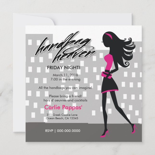 Invitation roses indien de la fille | de la ville 311-Stylish (Devant)