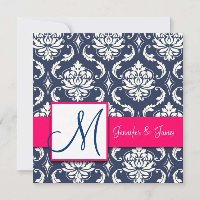 Invitation Roses indien d'invitations de monogramme de (Devant)