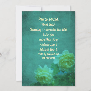 Invitation Roses Jaunes Sur Vieux Turquoise Fête Florale