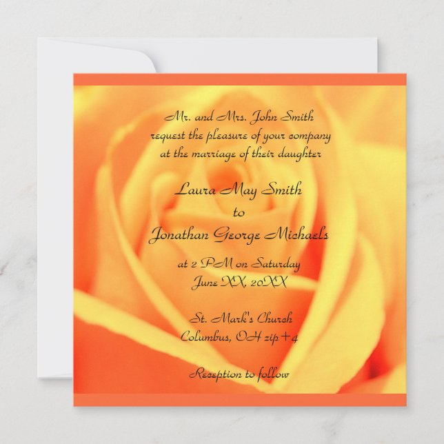 Invitation Roses -Mango -coucher de soleil -mariage (Devant)