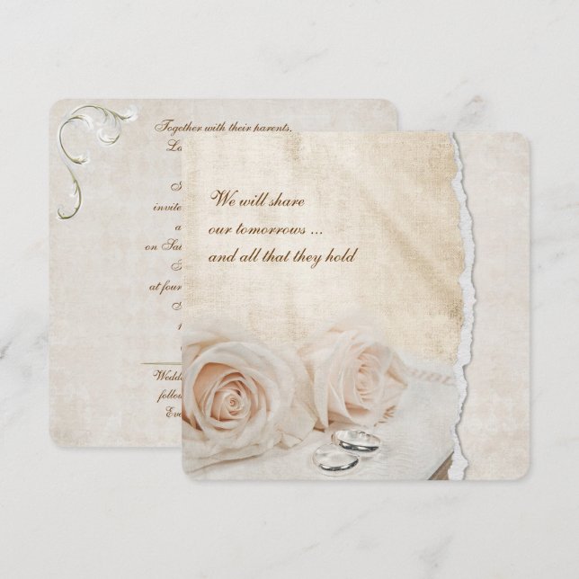 Invitation Roses mariage sur la Bible (Devant / Derrière)