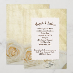 Invitation Roses mariages et anneaux