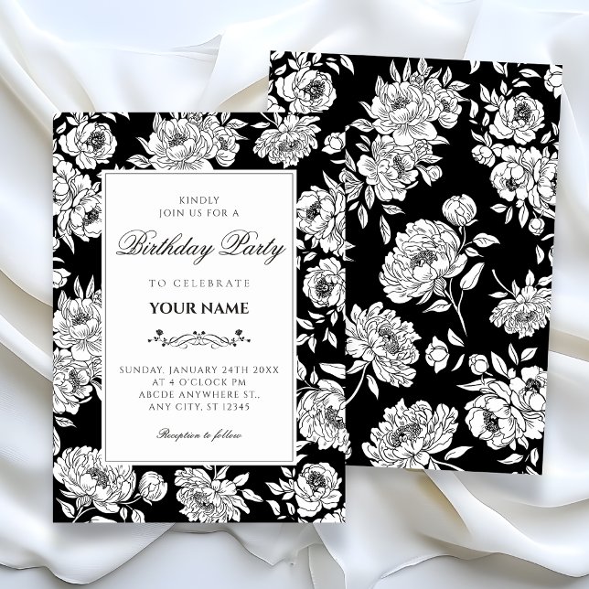 Invitation roses noires anniversaire (Créateur téléchargé)