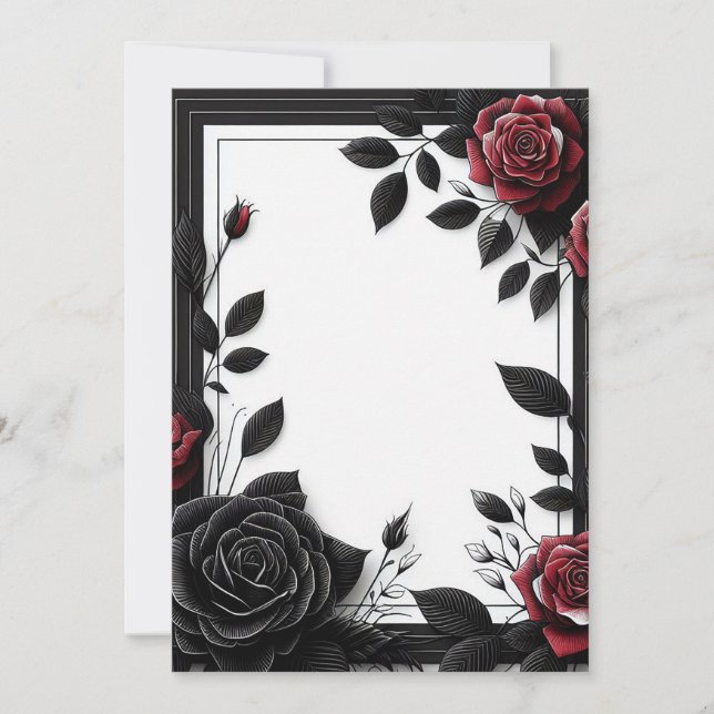 Invitation Roses noires et rouges (Devant)
