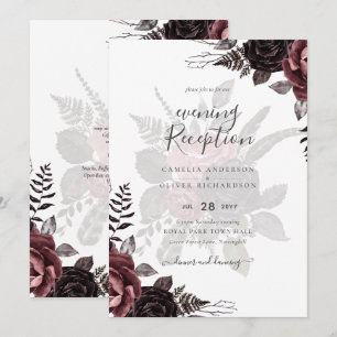 Invitation Roses noirs de Bourgogne foncée Mariage automne hi