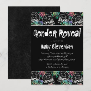 Invitation Roses Ombre crâne sucre Pastel Genre Revela
