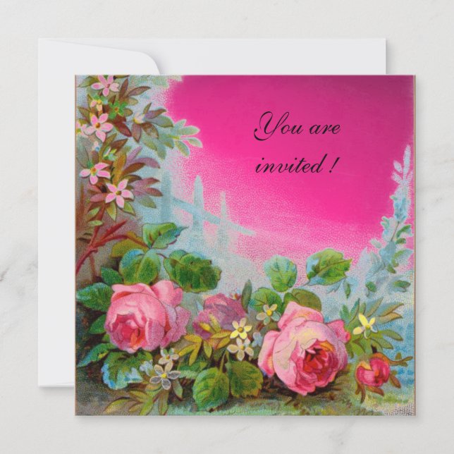 Invitation ROSES PINK & JASMIN ,Fuchsia Gem (Devant)