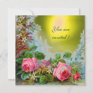 Invitation ROSES PINK & JASMIN ,Pierre précieuse jaune
