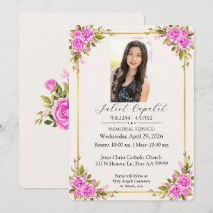 Invitation Roses pour le Service Funèbre