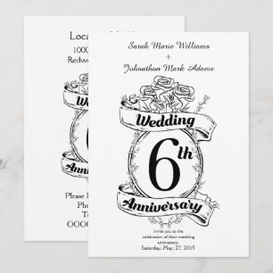 Invitation Roses pour les 6 ans de mariage
