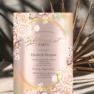 Invitation Roses Prosecco Pétales Rose Gold