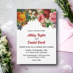 Invitation Roses romantiques colorés Élégant Mariage floral