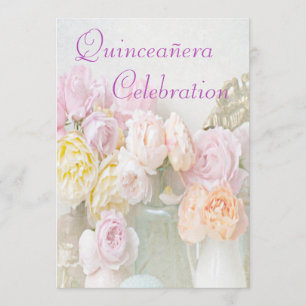 Invitation Roses romantiques dans des pots Quinceañera