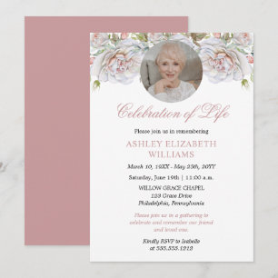 Invitation Roses rose pâle Fête de la vie