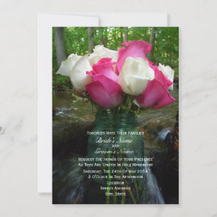 Invitation Roses roses et blanches à Mason Jar sur les chutes