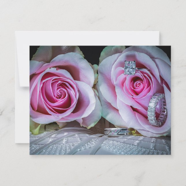 Invitation Roses roses et vertes (Devant)