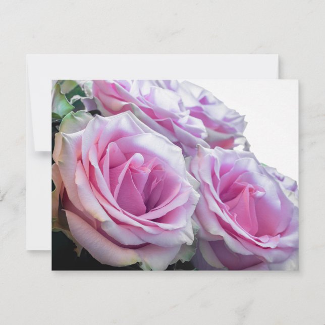 Invitation Roses roses et vertes (Devant)