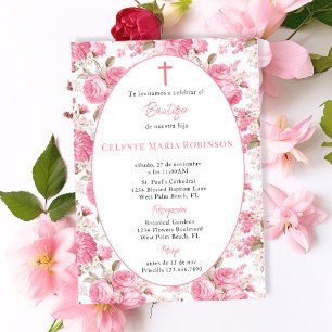 Invitation Roses Roses Fleurs Roses Vintage Espagnol Baptême