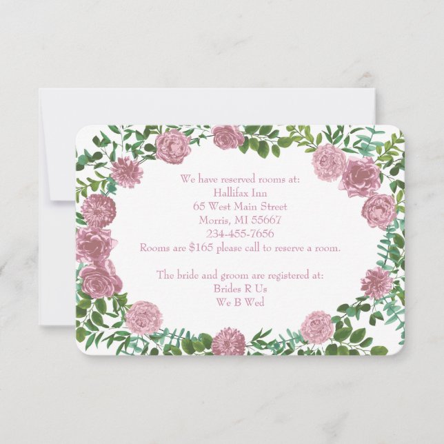 Invitation Roses roses Jardin Printemps Mariage (Devant)