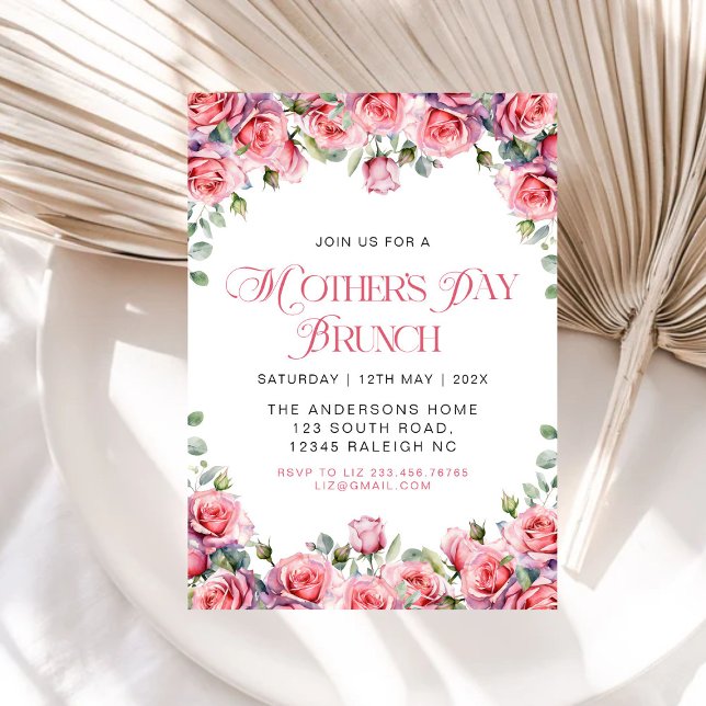 Invitation Roses roses modernes Floral Mothers Day Brunch (Créateur téléchargé)