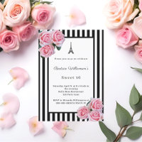 Roses roses noires bandes blanches Paris Sweet 16