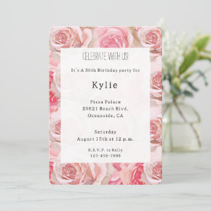 Invitation Roses roses romantiques Floral Anniversaire