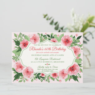 Invitation Roses roses roses Aquarelle dames 60e anniversaire