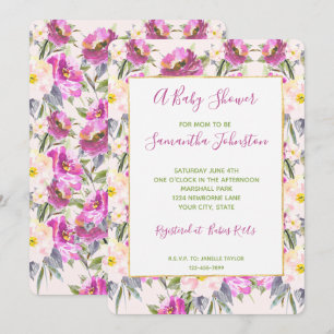 Invitation Roses roses roses Baby shower Floral