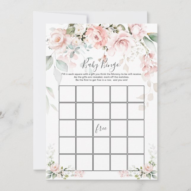 Invitation Roses roses roses Bingo / Devinez qui Baby shower  (Devant)