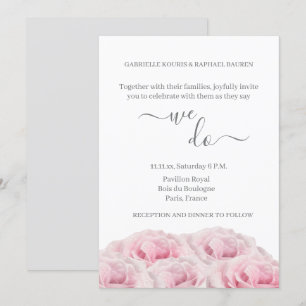 Invitation Roses Roses Roses Blanches Gris Floral Élégant Nou