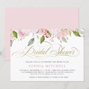 Invitation Roses roses roses et élégant script or   FÊTE DES 