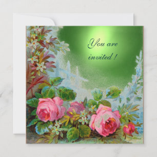 Invitation ROSES ROSES ROSES ET JASMINES Émeraude Gem vert