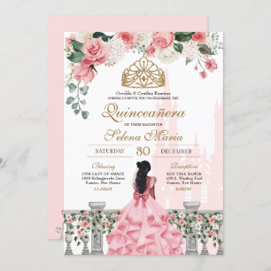 Invitation Roses roses roses et or princesse Fairytale Quince