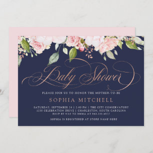Invitation Roses roses roses et script d'or  Baby shower de l