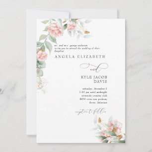 Invitation Roses roses roses Eucalyptus Bride Parents Mariage