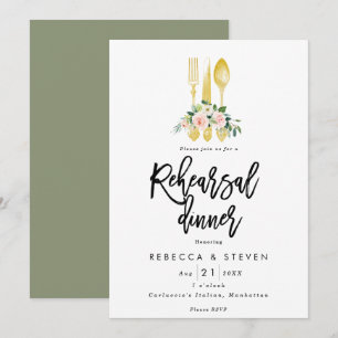 Invitation roses roses roses faux or répétition dîner invitat