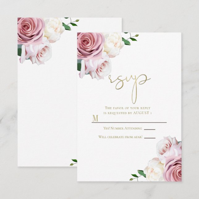 Invitation Roses roses roses Flore Verdure Mariage moderne RS (Devant / Derrière)