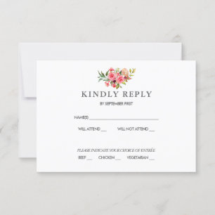Invitation Roses roses roses foncées Dusty Mariage Rose RSVP 