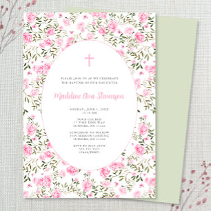 Invitation Roses roses roses Grandmillenial fille baptême inv